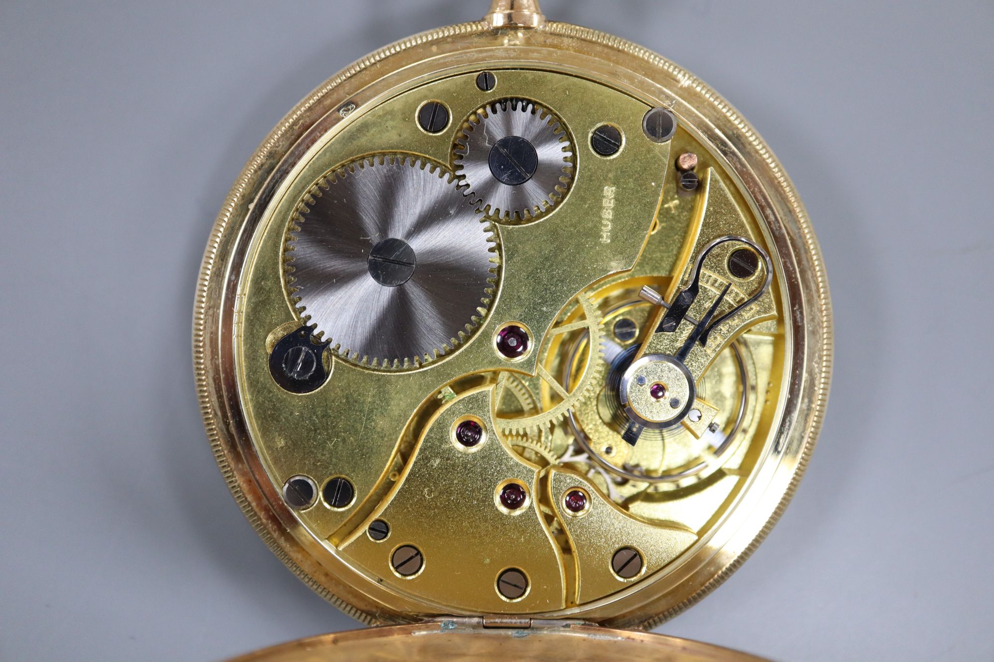 A 20th century 14k B.W.C. chronometer open face keyless pocket watch,